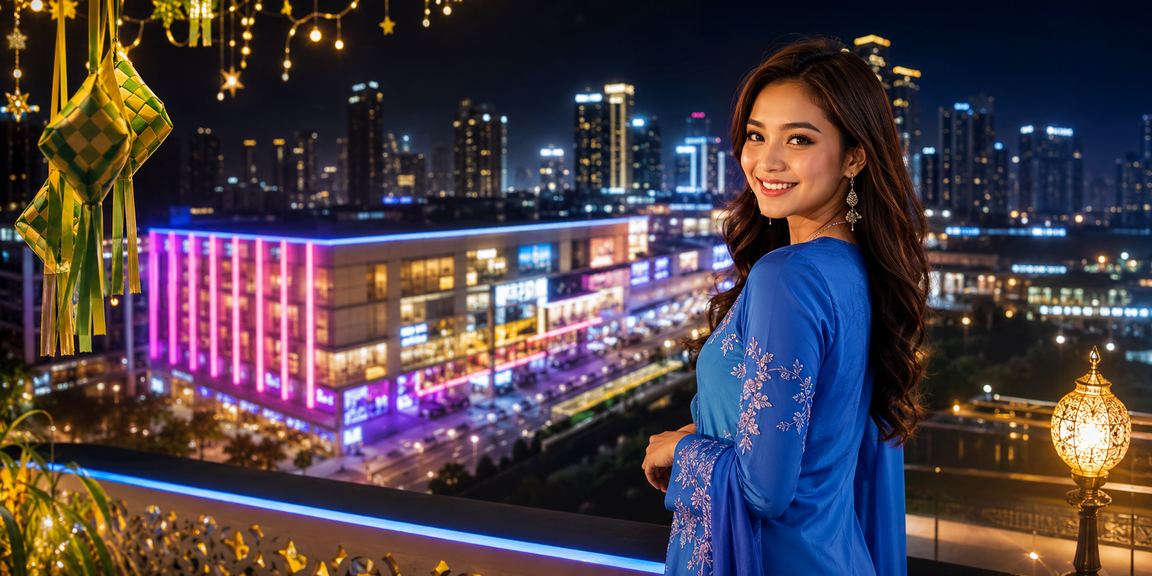 Suasana hiburan kasino di Johor Bahru dengan latar baju kurung tempatan Malaysia