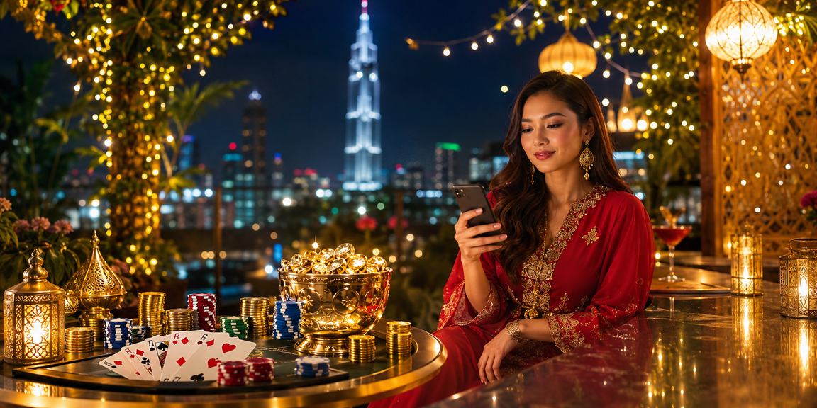 Permainan poker di Kuala Lumpur dengan suasana meriah Hari Raya
