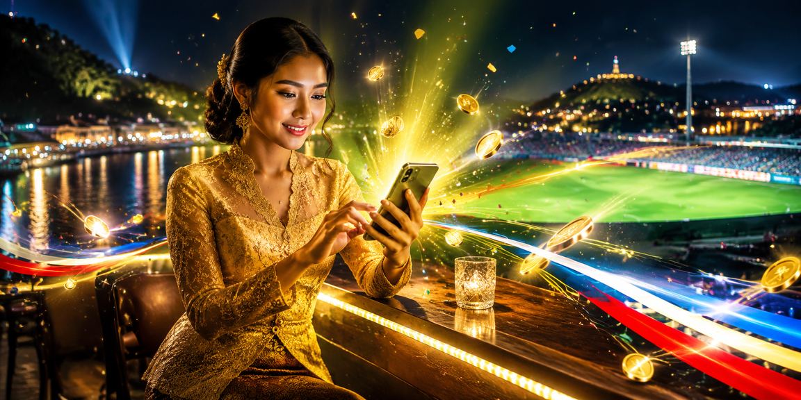 Ilustrasi proses deposit dalam talian Malaysia dengan latar budaya kebaya tempatan